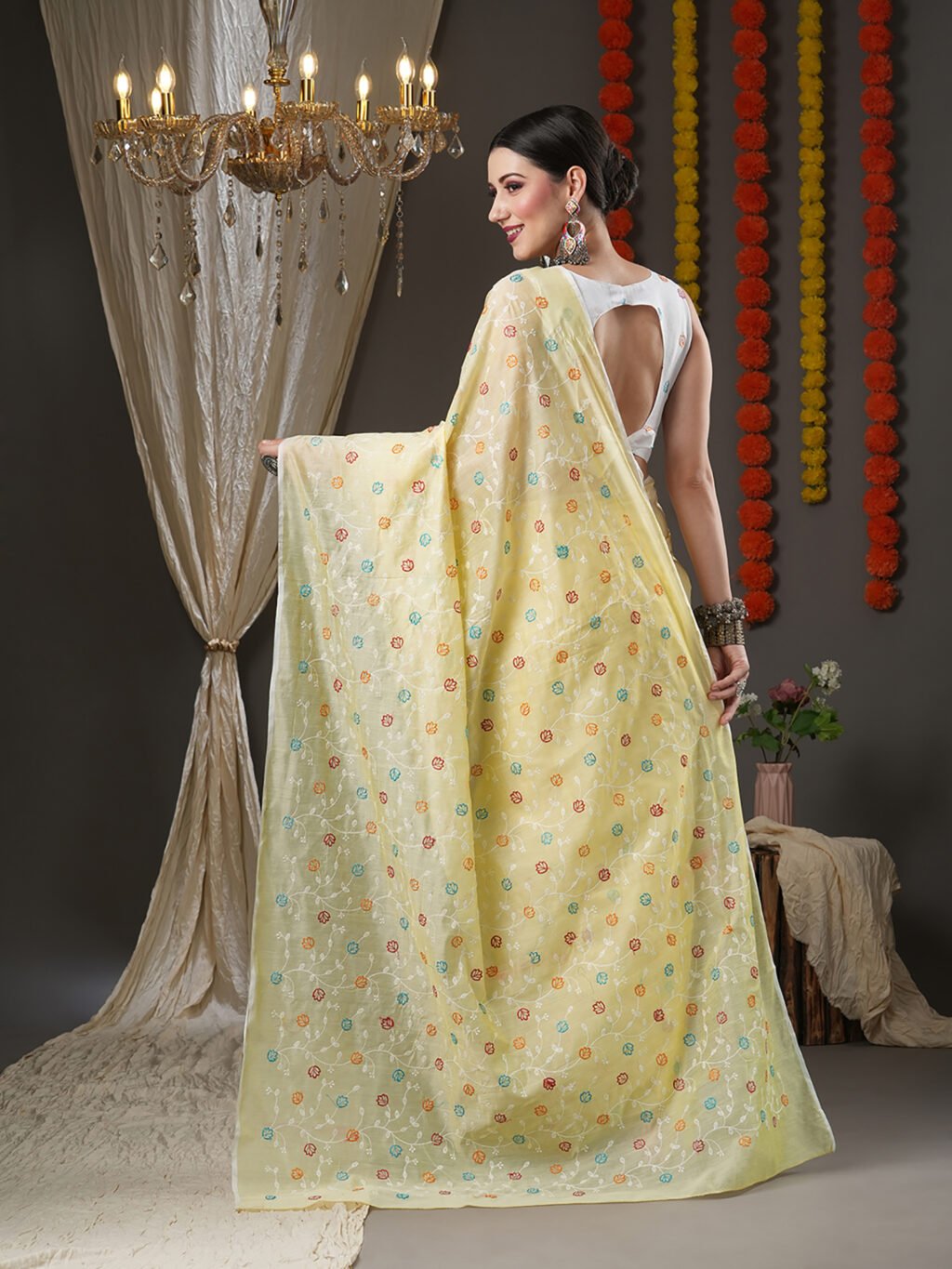 showcasing the beauty and craftsmanship of Party Wear Saree.