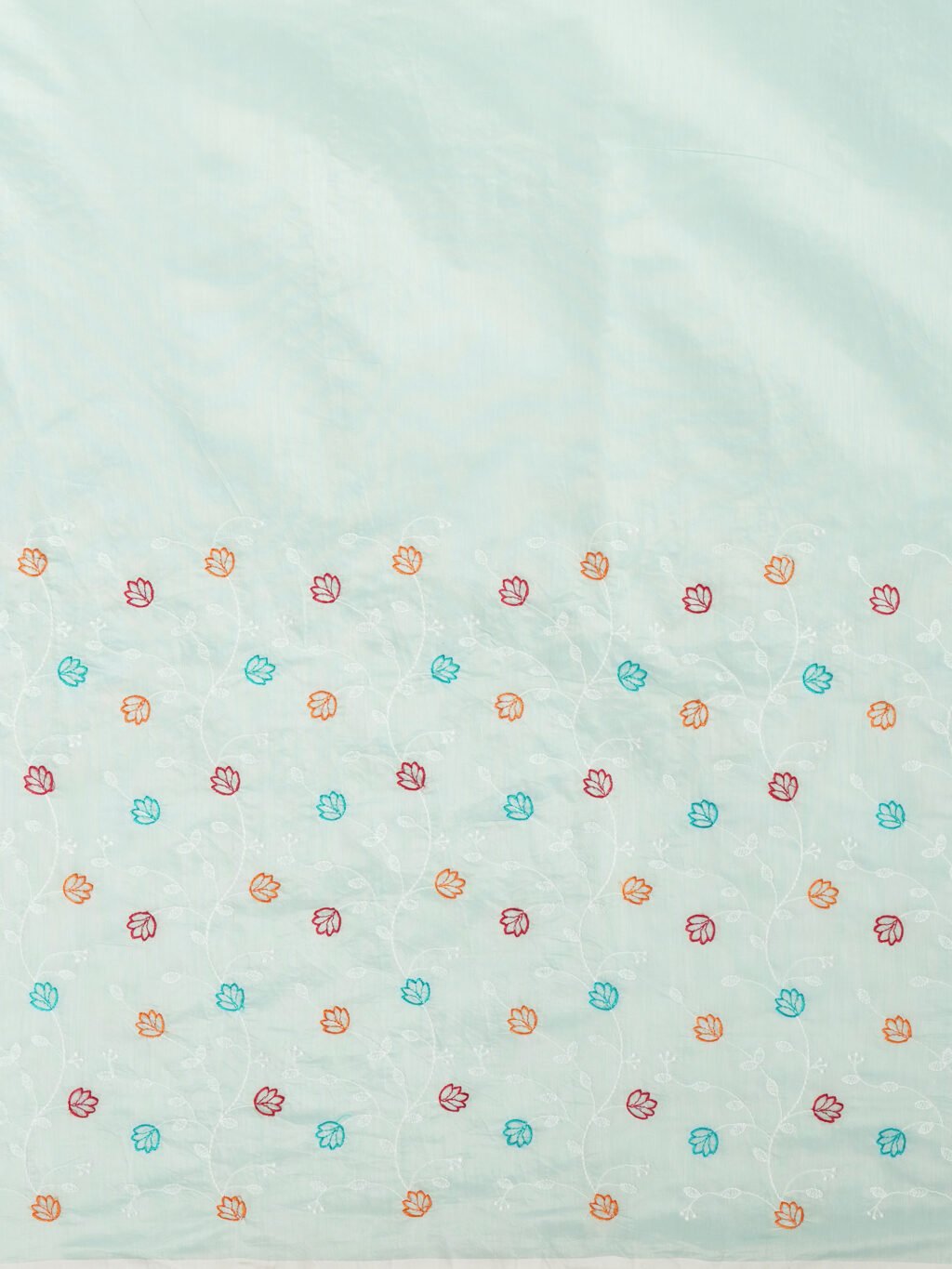 Turquoise Cotton Saree - Image 4