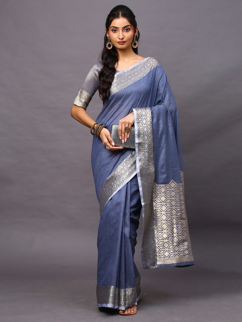 Image of Blue Silk Saree