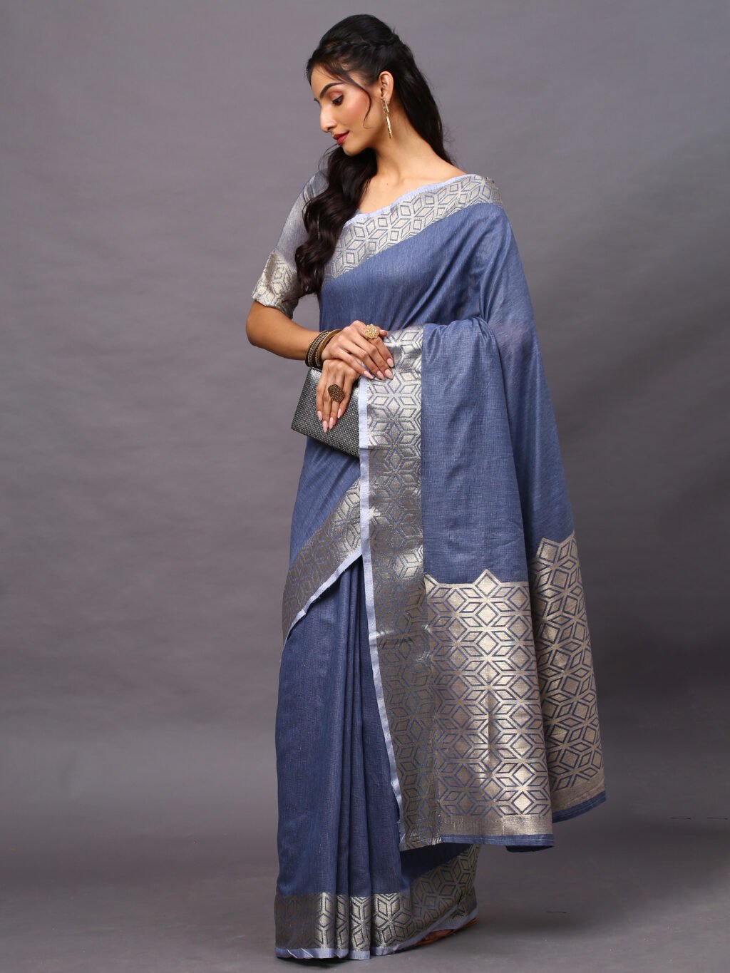 Blue Silk Saree - Image 4