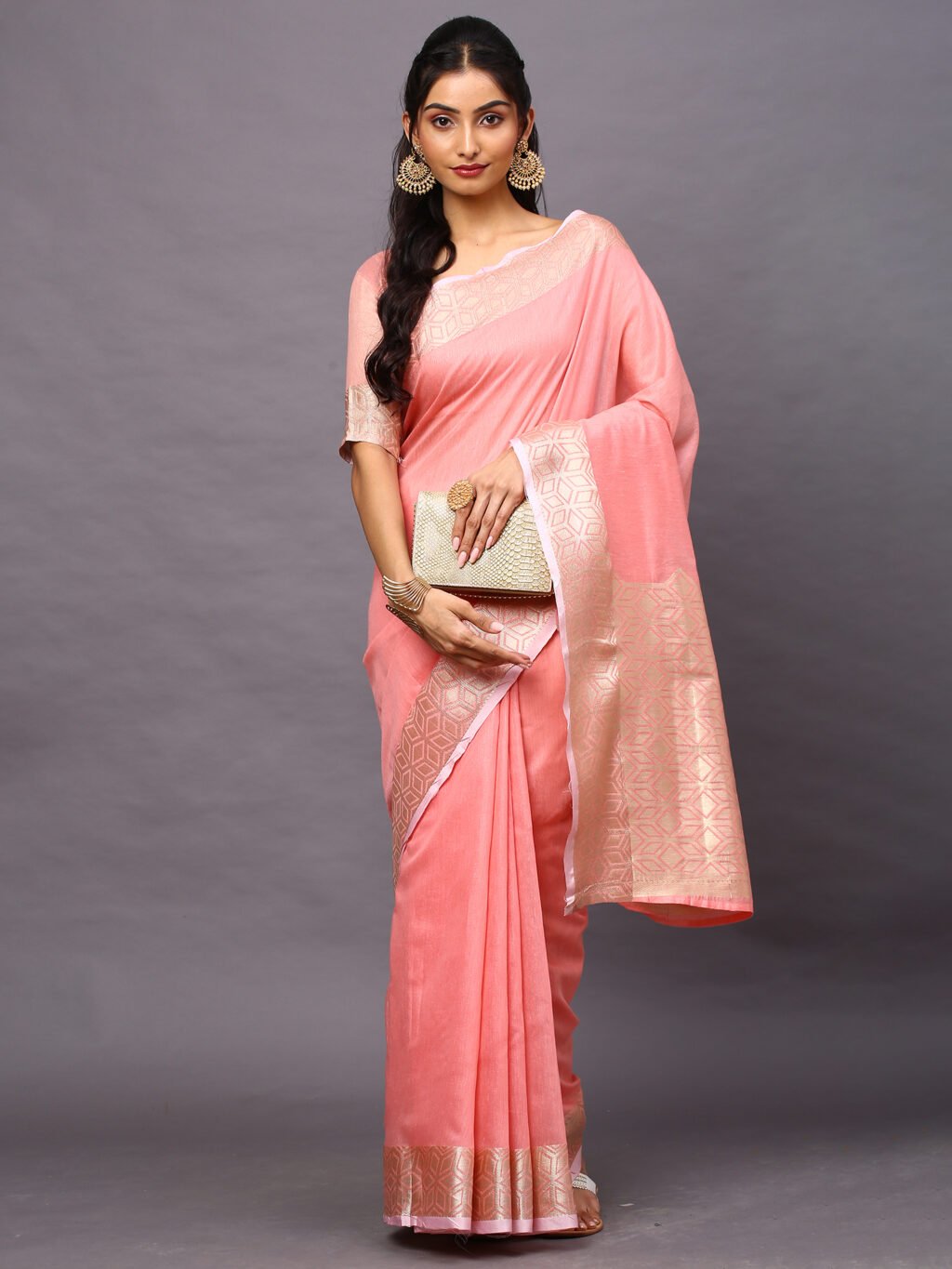 Image of Pink Silk Saree