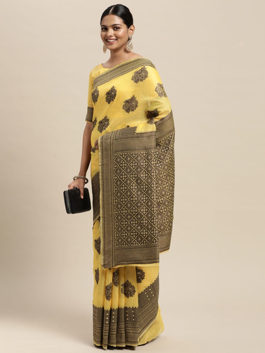 Yellow Silk Saree - Image 3
