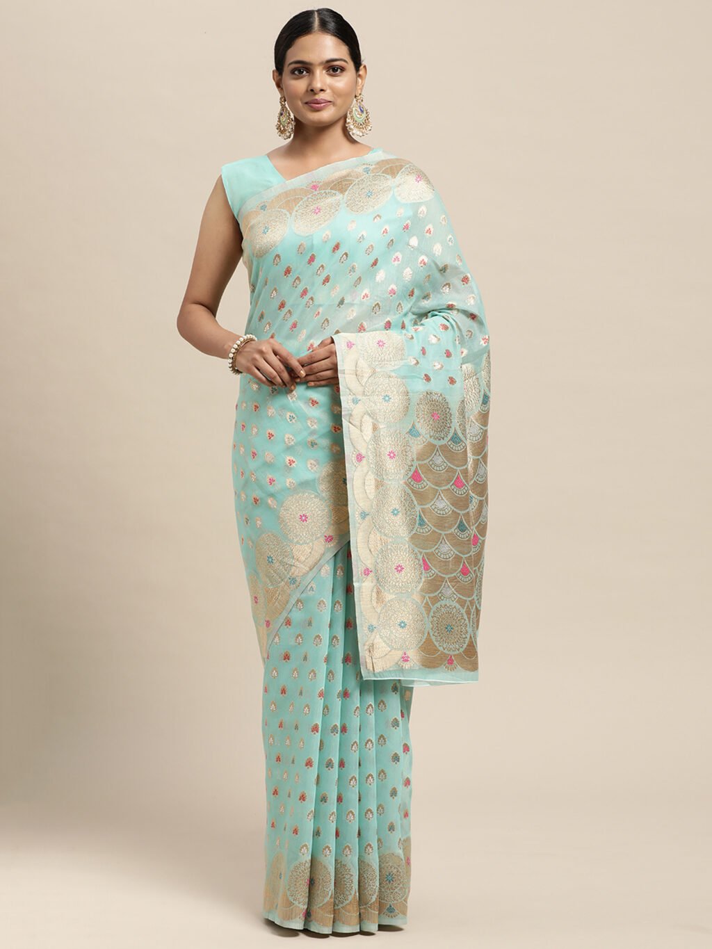 Image of Light Blue Silk Saree