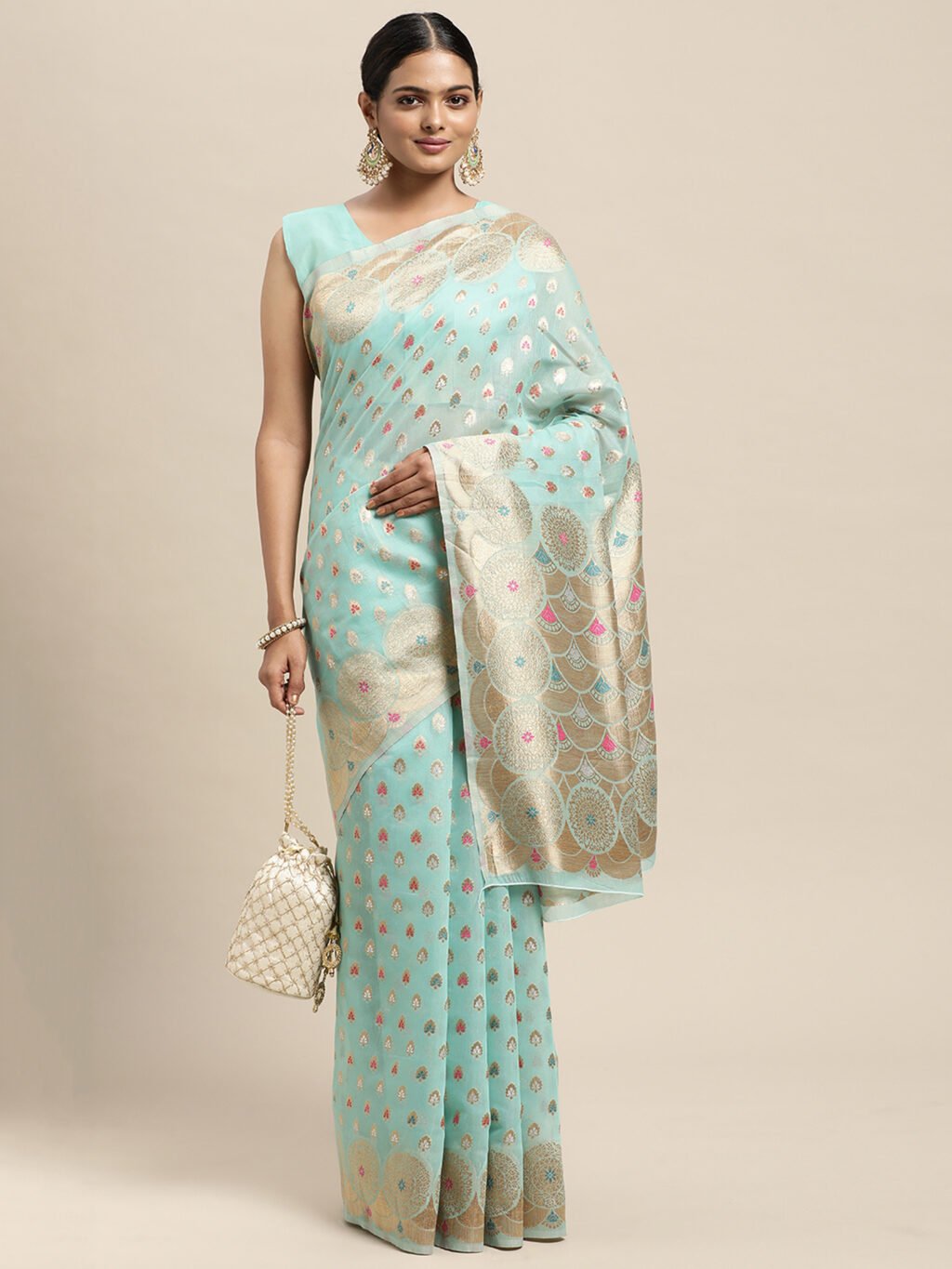 Light Blue Silk Saree - Image 3