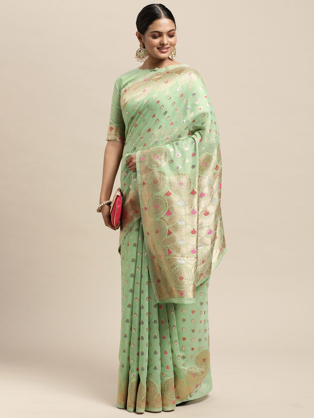 Green Silk Saree - Image 3