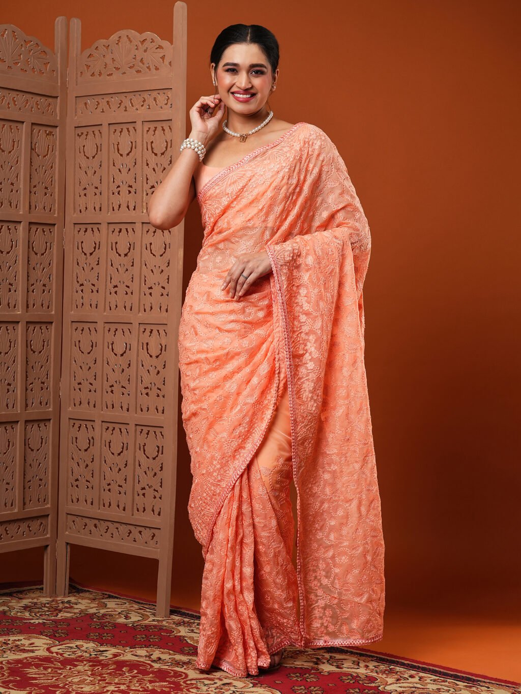 showcasing the beauty and craftsmanship of Party Wear Saree.