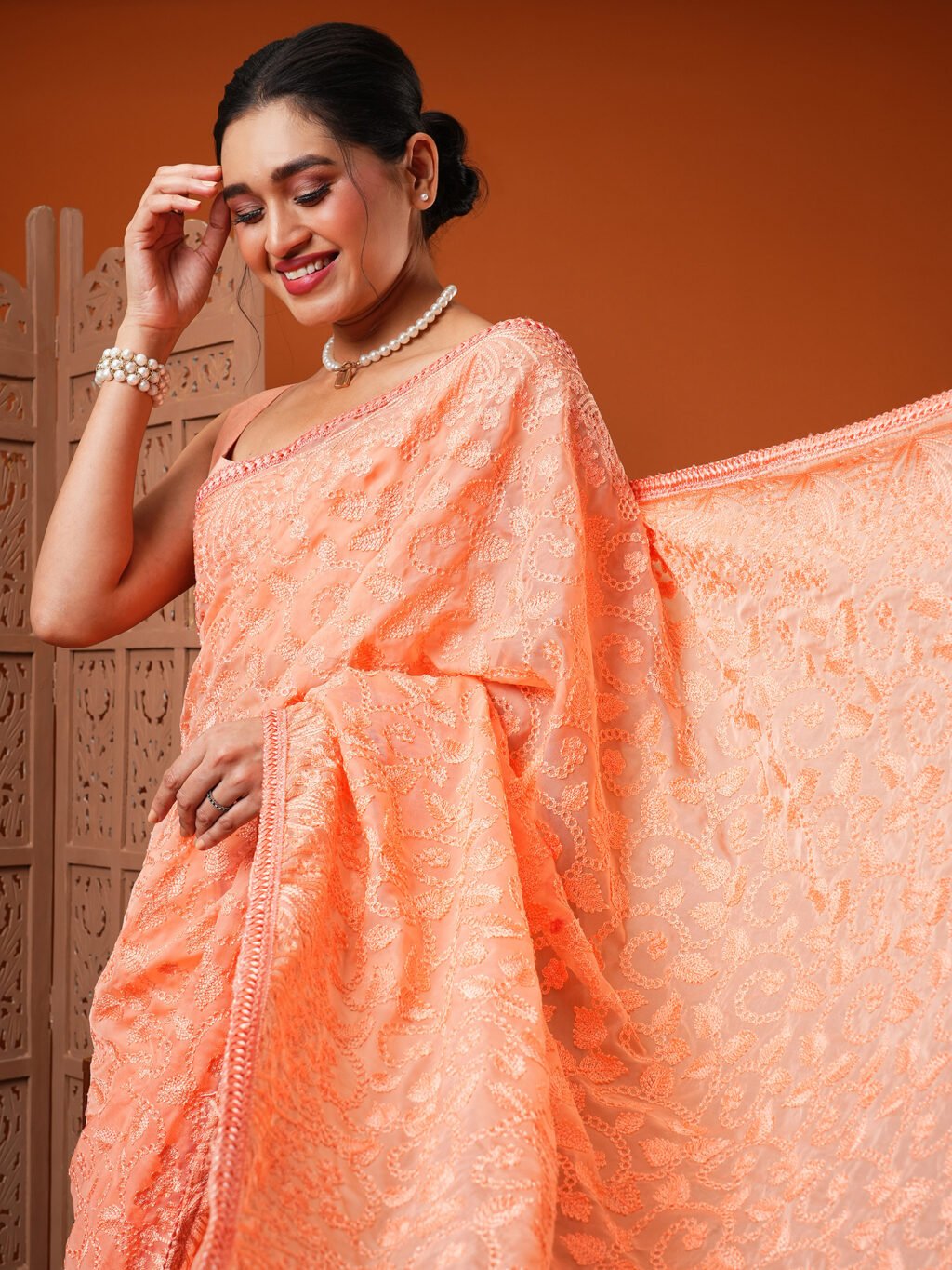 Image of Peach Saree