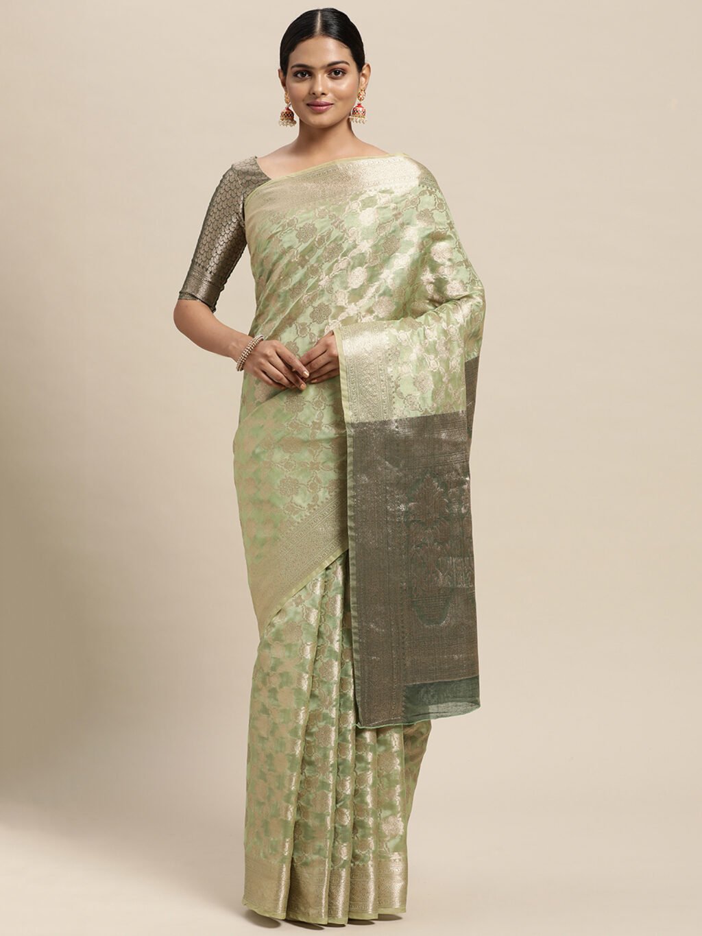 Image of Olive Silk Saree