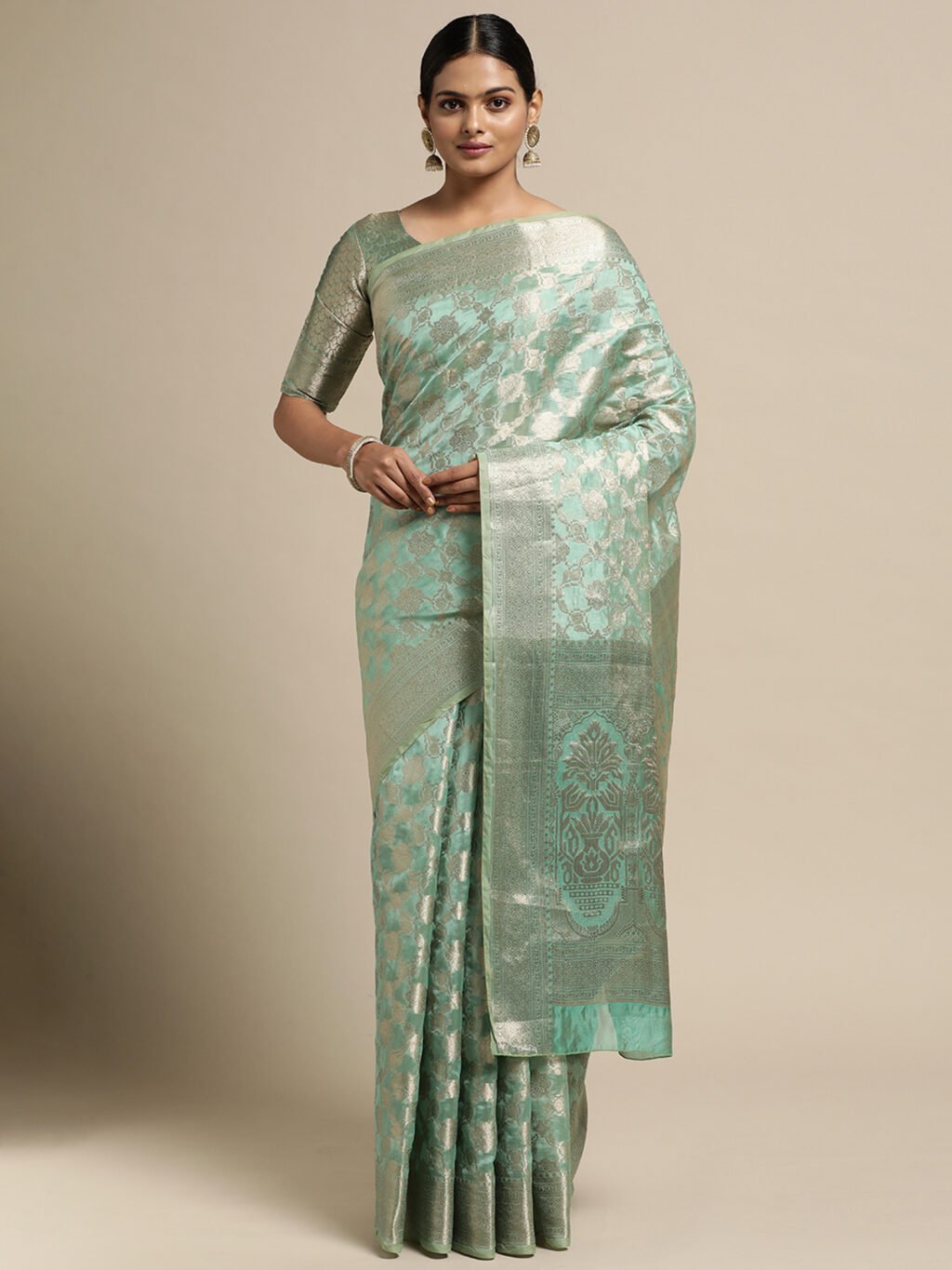 Image of Sea Green Silk Saree