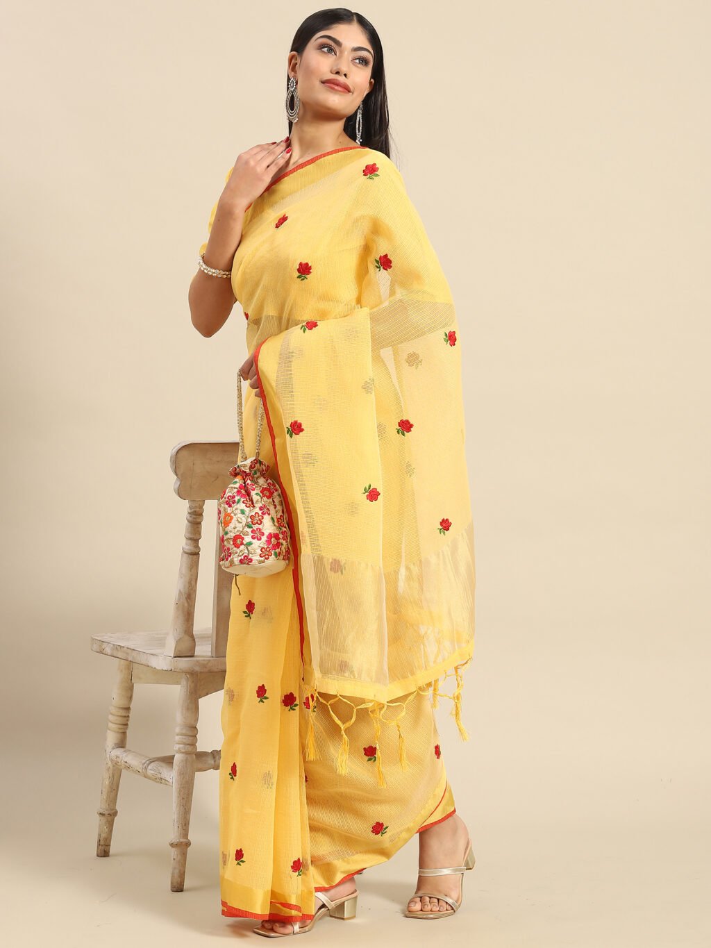 Image of Yellow Silk Saree