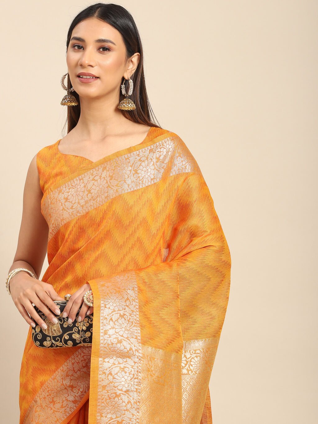 Mustard Cotton Saree - Image 3
