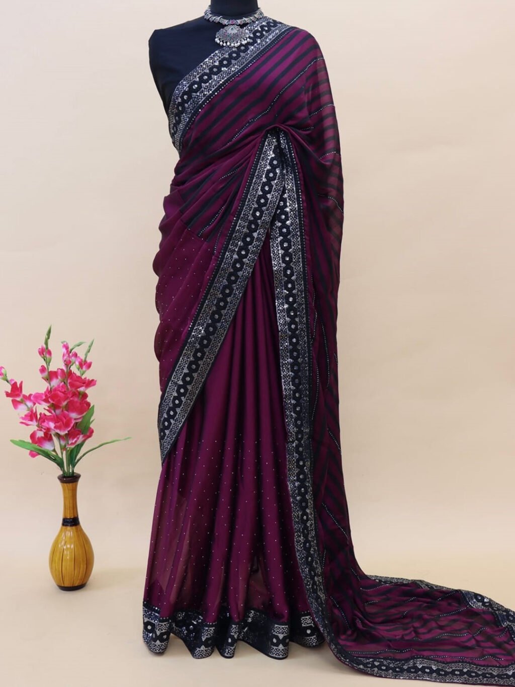 Image of Purple Georgette Saree