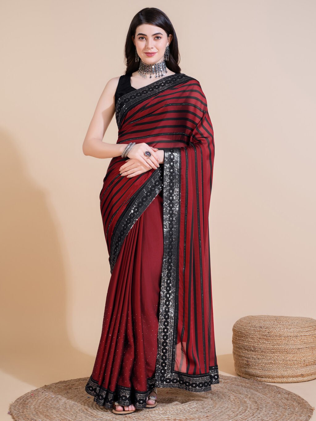 Image of Maroon Georgette Saree