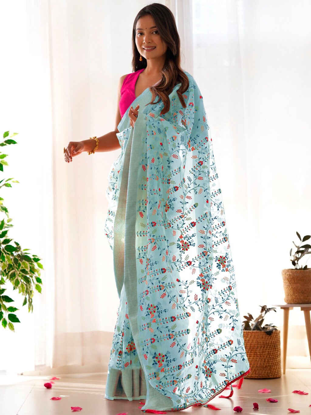 showcasing the beauty and craftsmanship of Festive Saree.