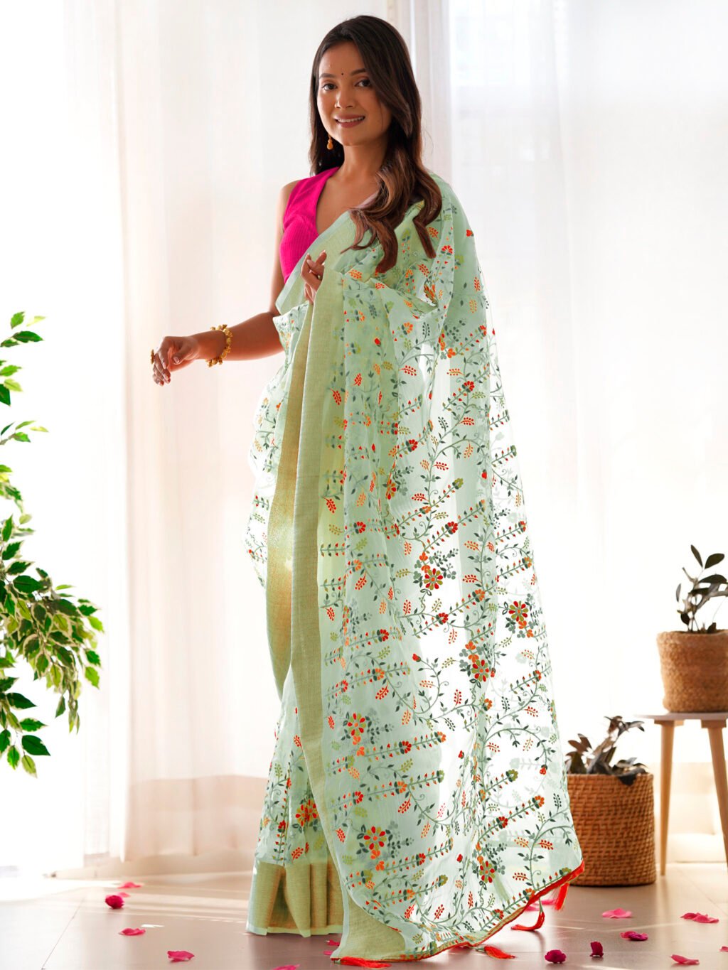 showcasing the beauty and craftsmanship of Party Wear Saree.