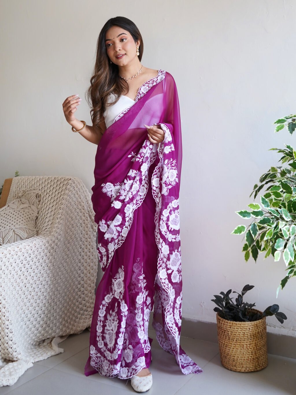 Image of Purple Saree