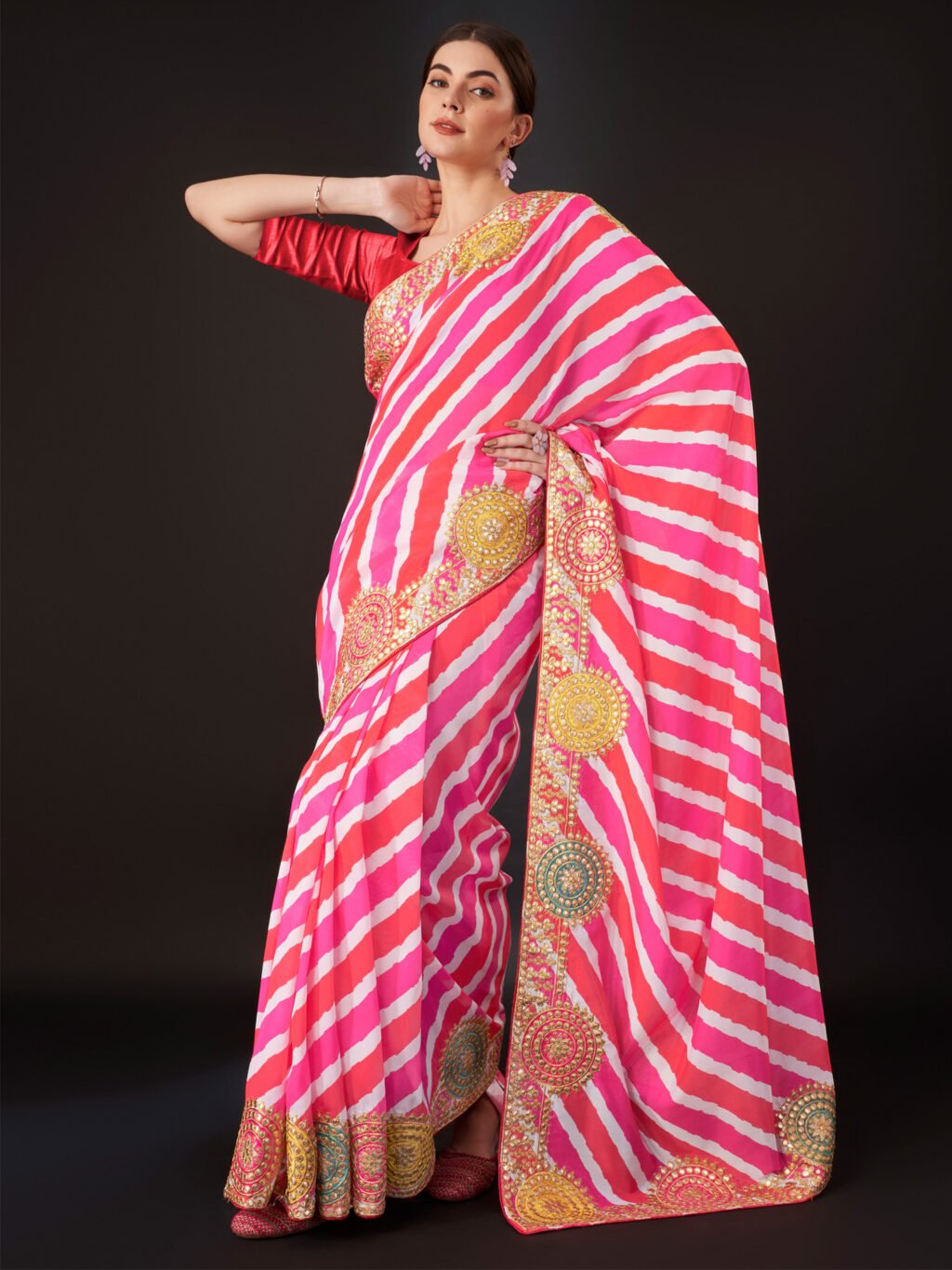 Pink Silk Saree - Image 3