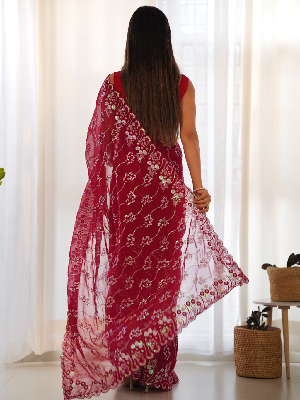 showcasing the beauty and craftsmanship of Party Wear Saree.