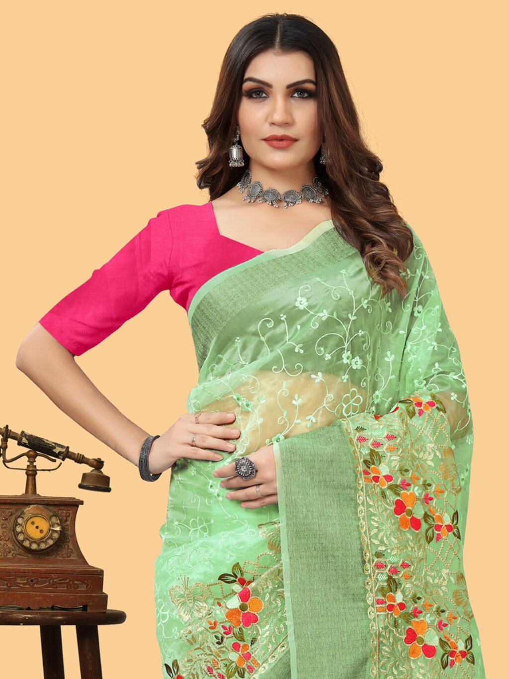 showcasing the beauty and craftsmanship of Party Wear Saree.