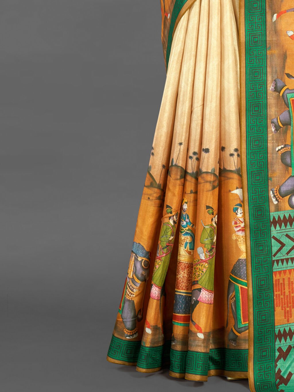 Cream Silk Saree - Image 4