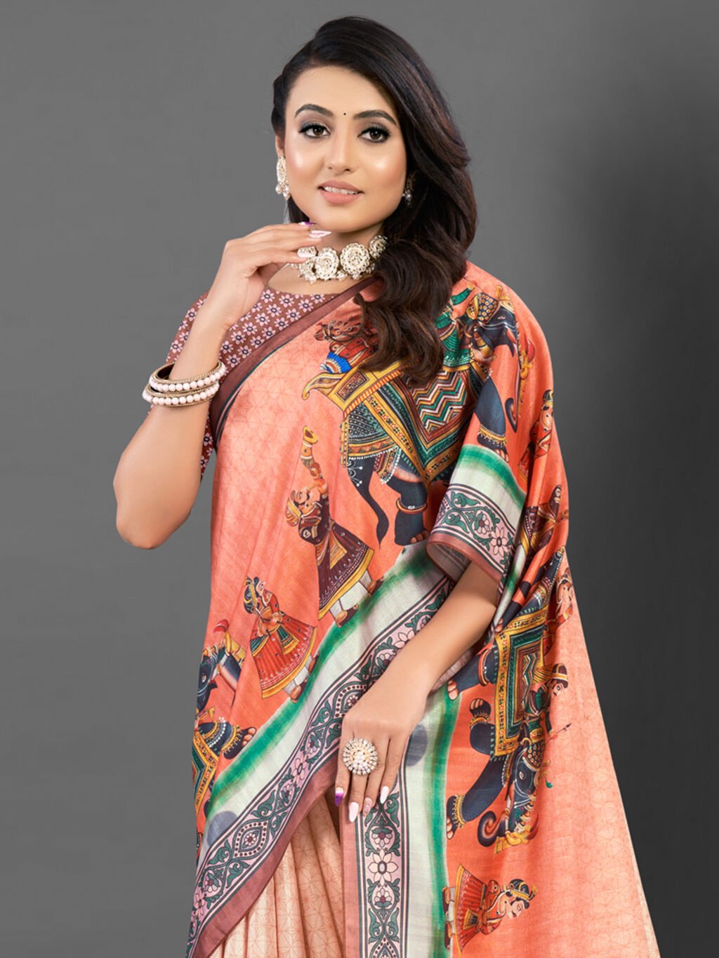 showcasing the beauty and craftsmanship of Party Wear Saree.