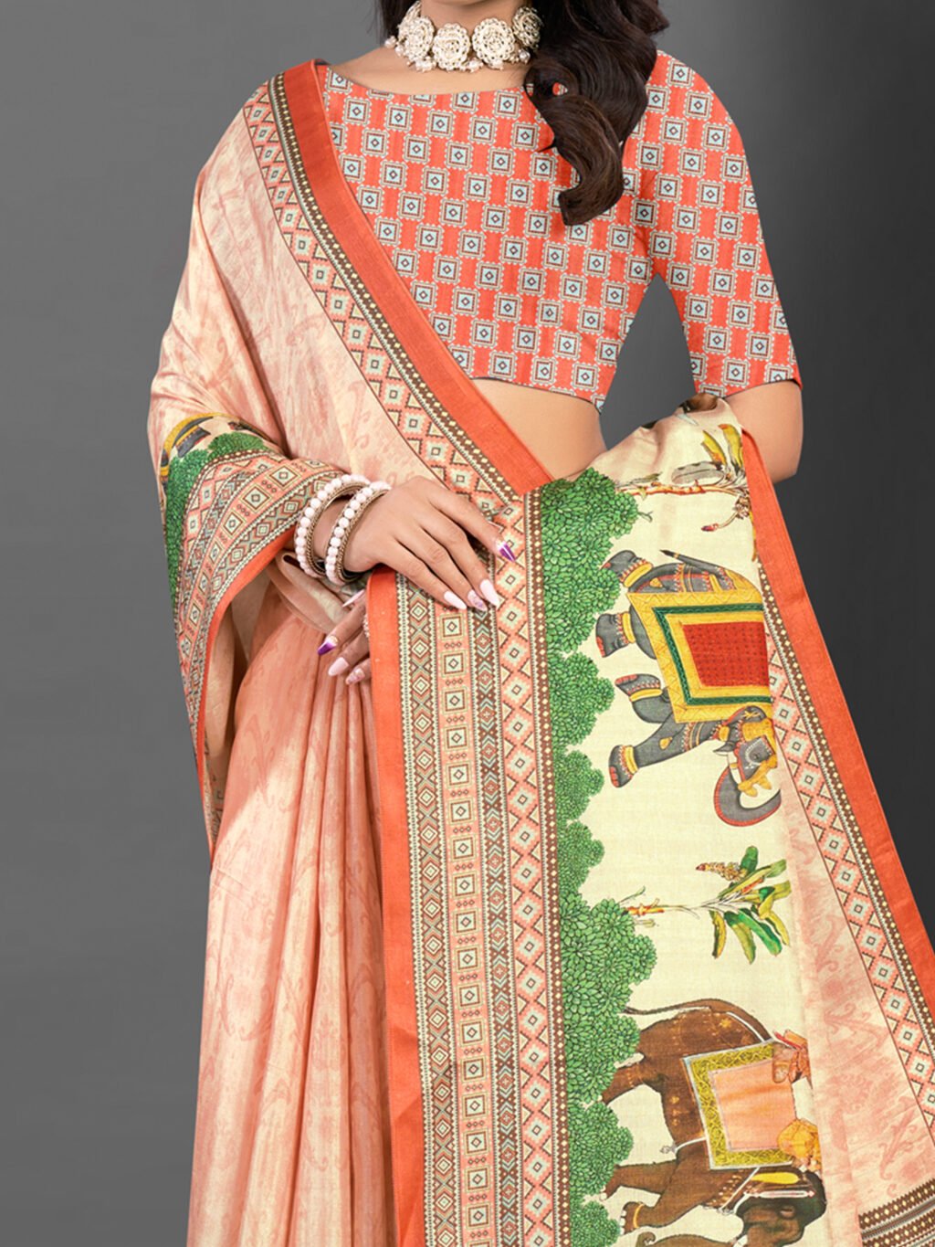 Peach Silk Saree - Image 3