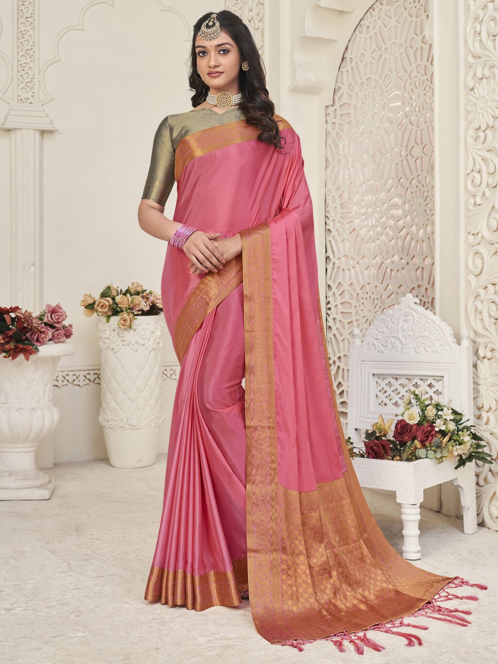 Image of Pink Silk Saree