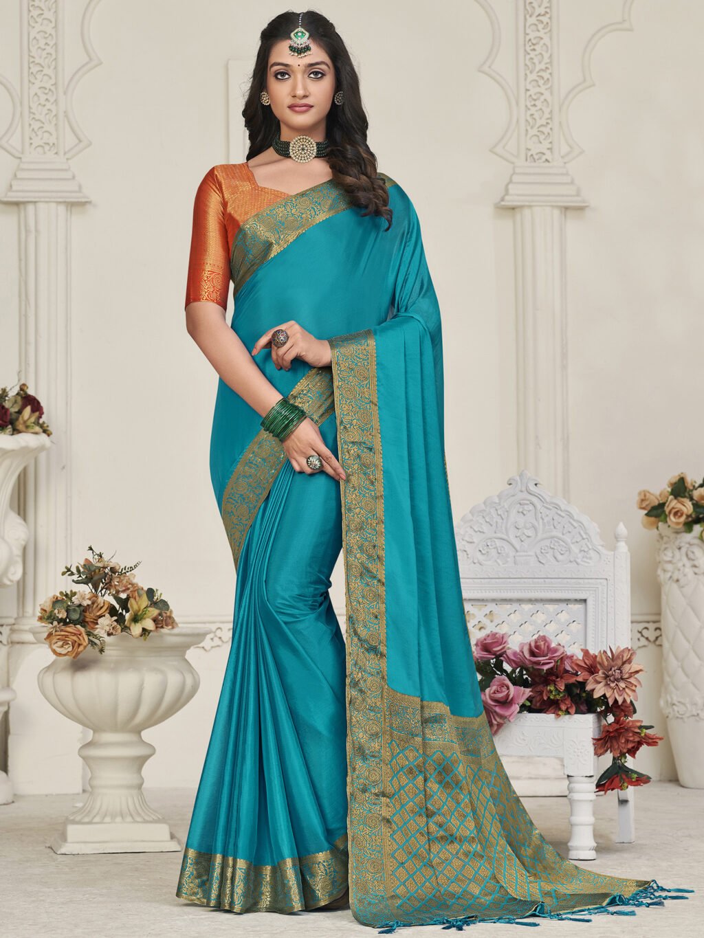 Image of Blue Silk Saree