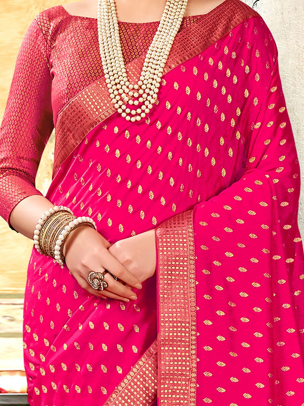 Pink Silk Saree - Image 3