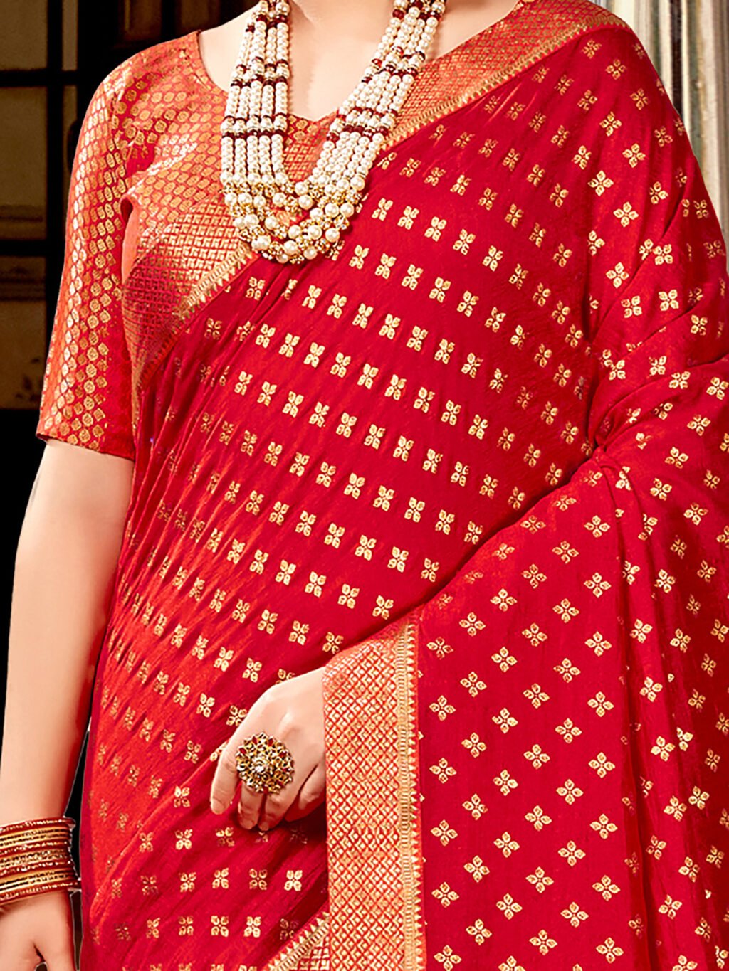Red Silk Saree - Image 3