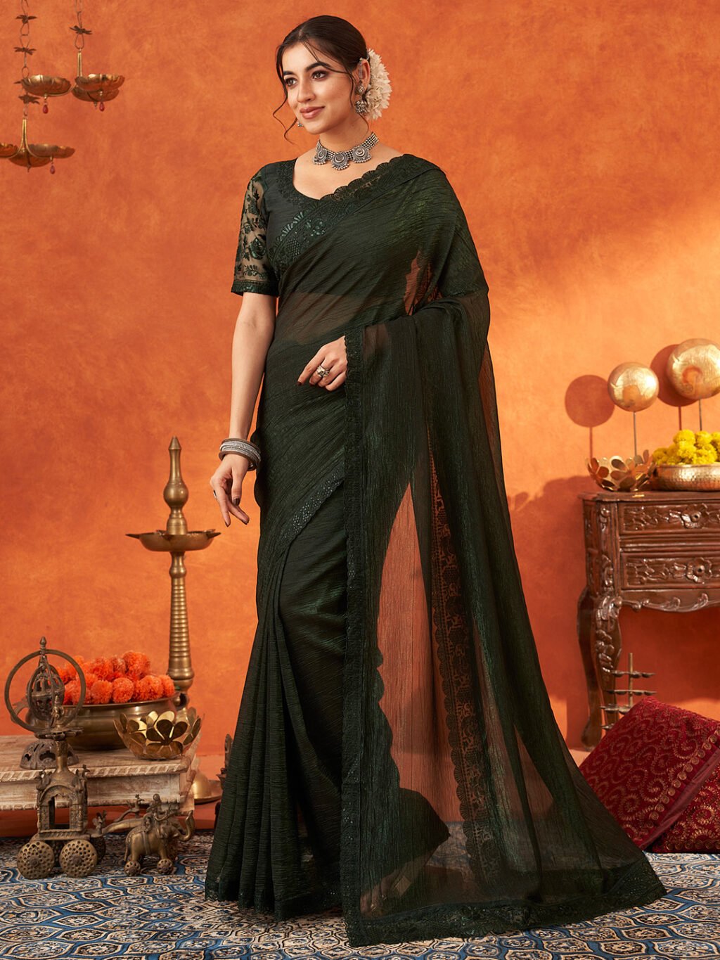 showcasing the beauty and craftsmanship of Party Wear Saree.