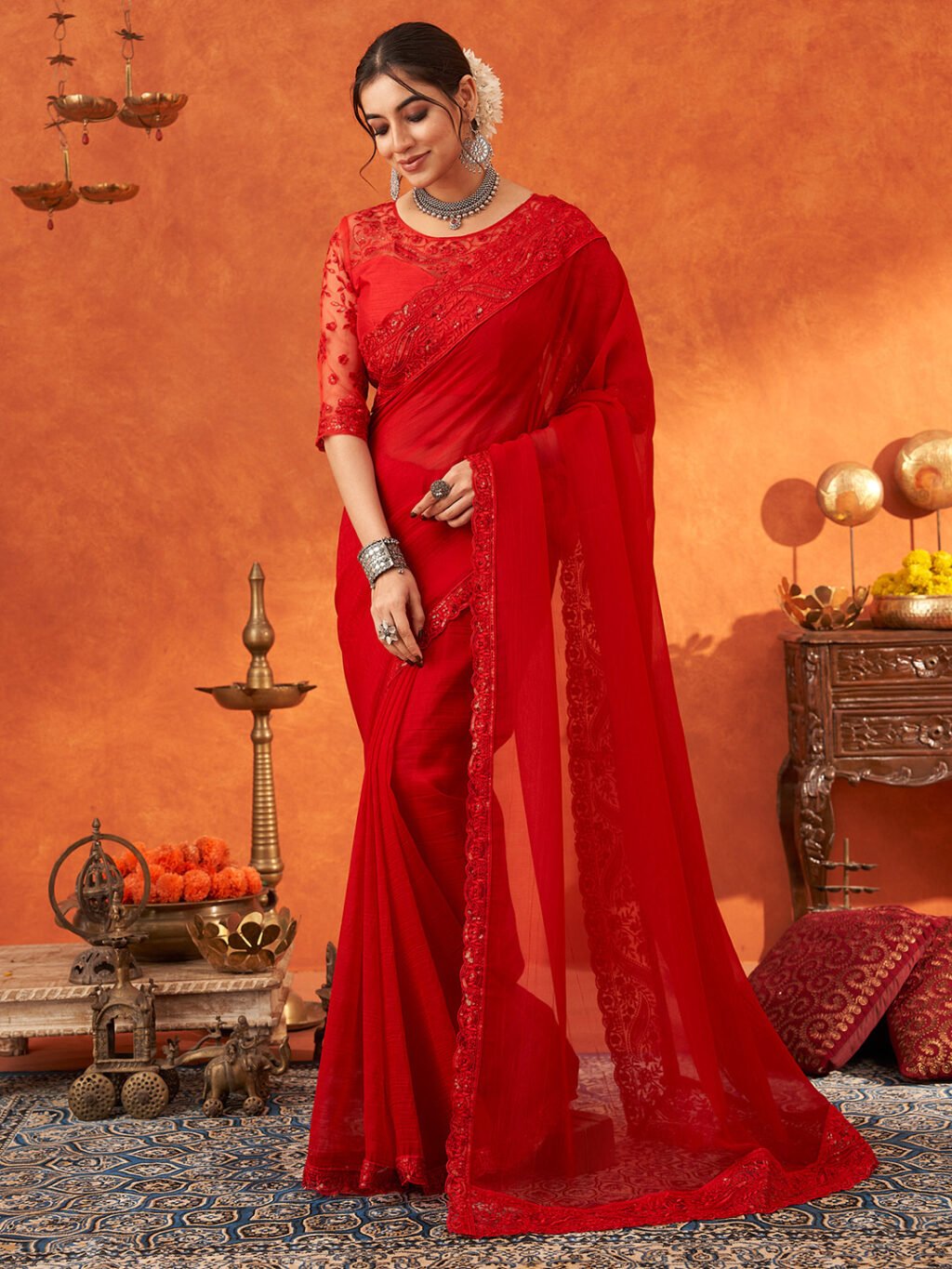 showcasing the beauty and craftsmanship of Designer Saree.