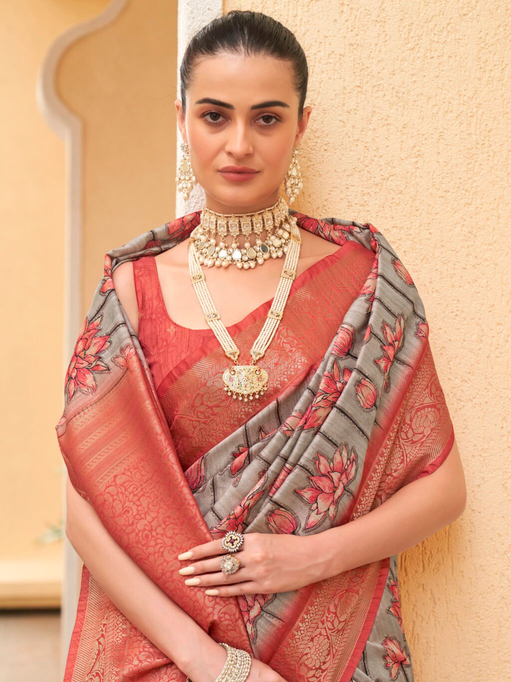 showcasing the beauty and craftsmanship of Party Wear Saree.