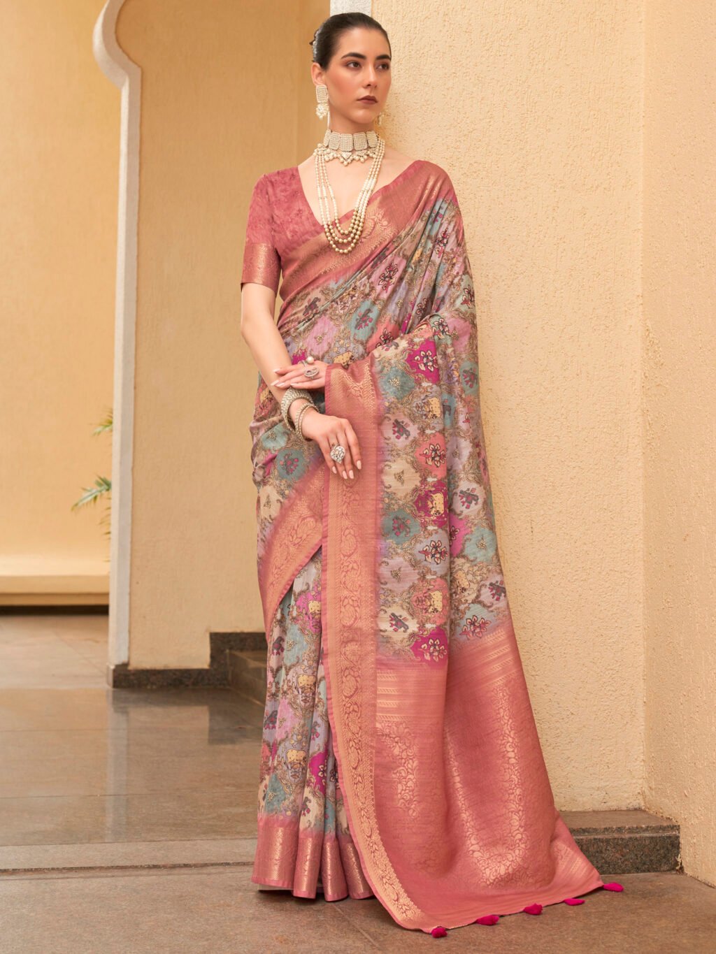 Image of Multicolored Silk Saree