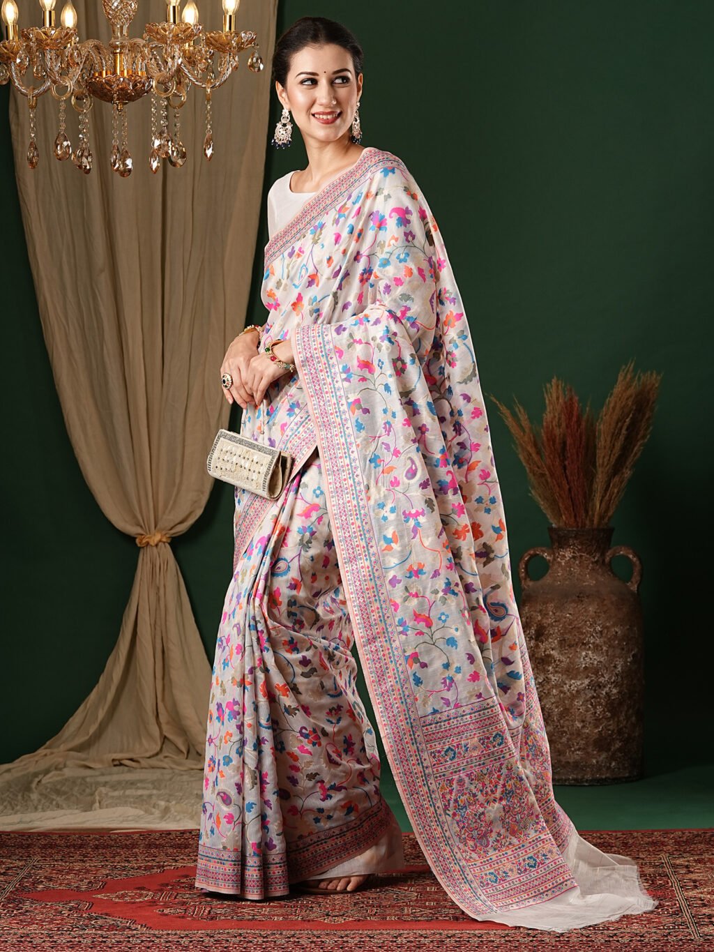 White Silk Saree Cotton Saree - Image 3
