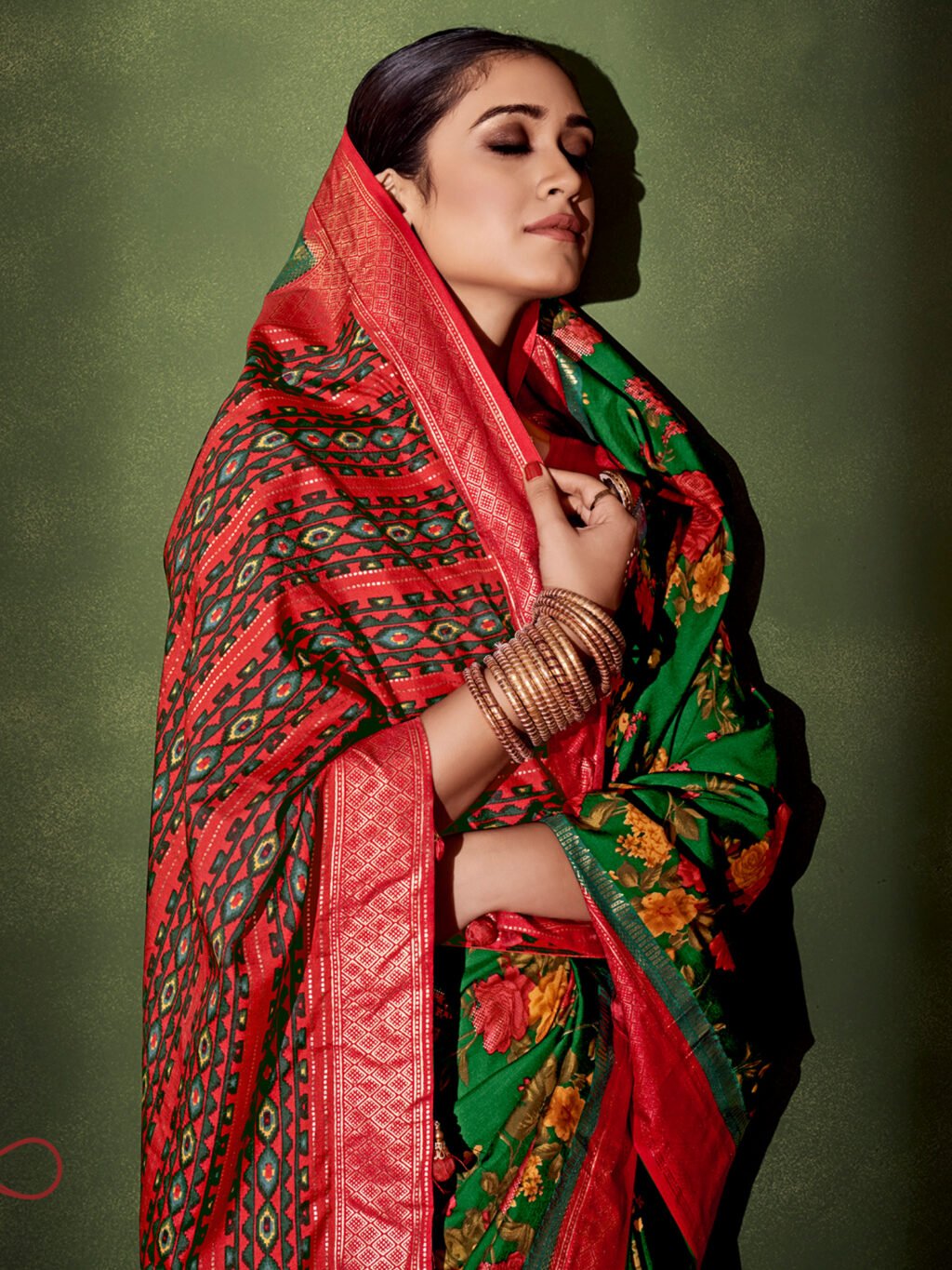 Green Silk Saree - Image 3