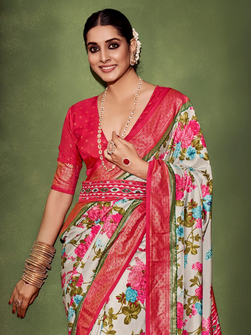 White Silk Saree - Image 4