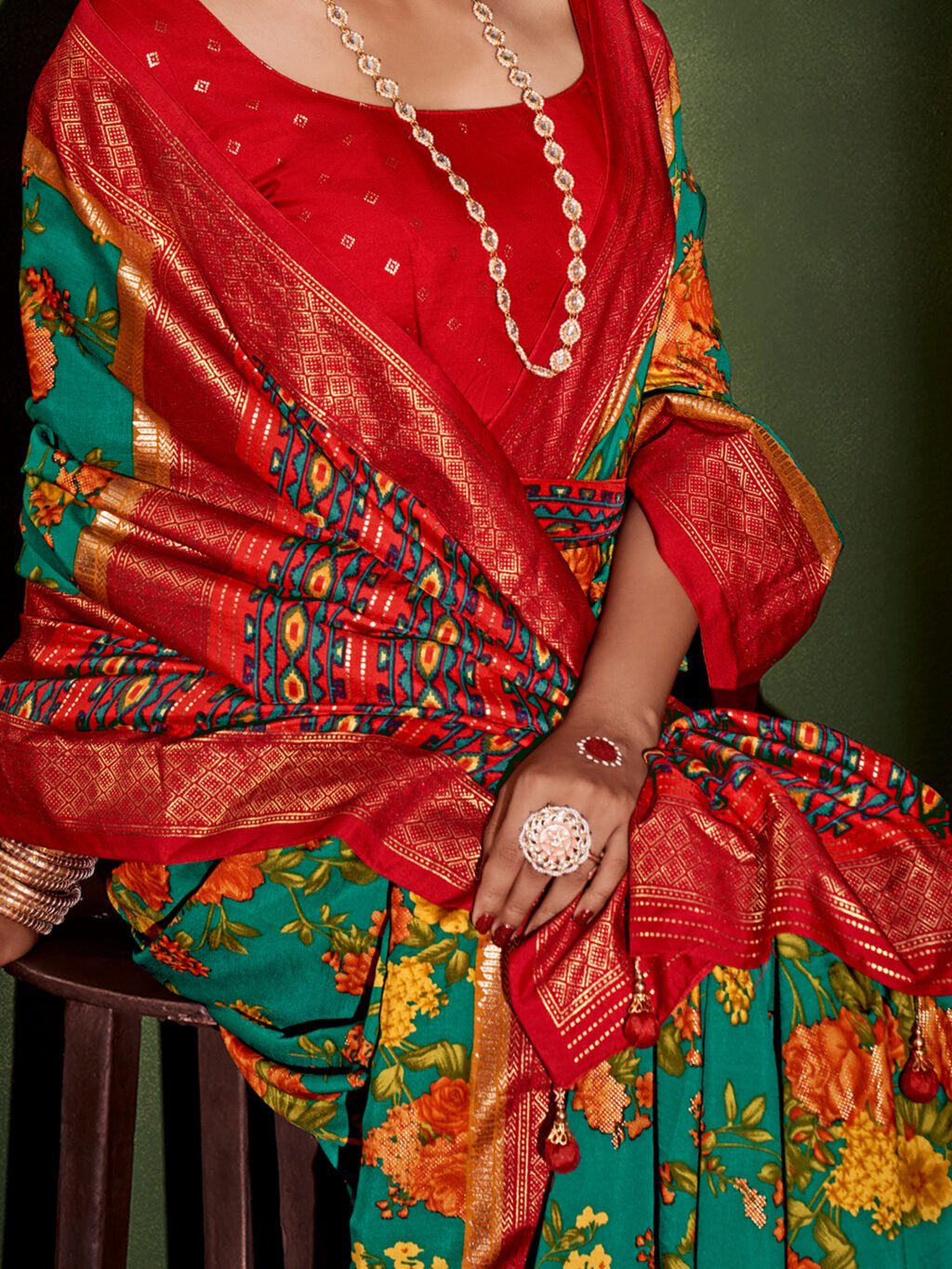 Blue Silk Saree - Image 4