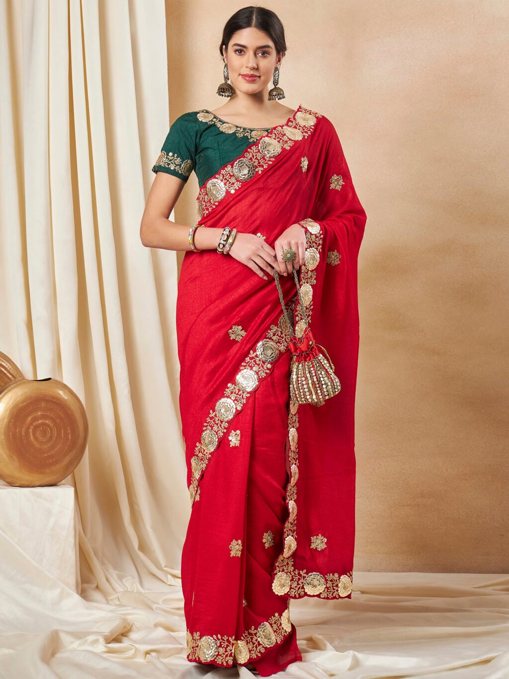 Image of Red Silk Saree