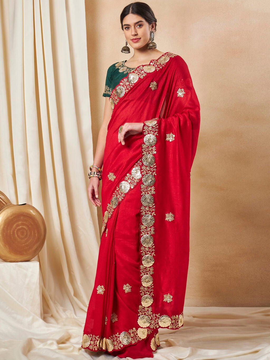 Red Silk Saree - Image 3