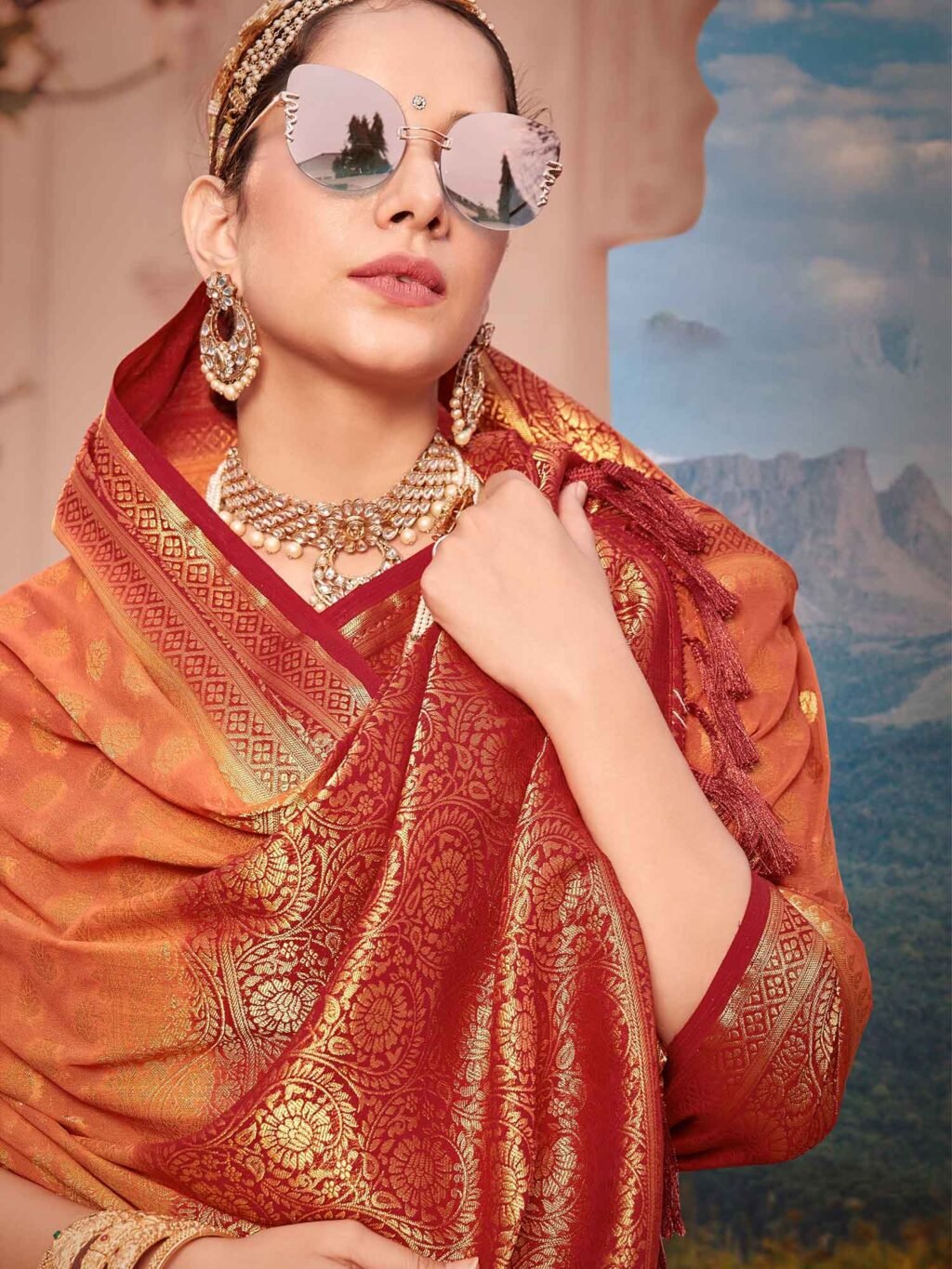 showcasing the beauty and craftsmanship of Festive Saree.