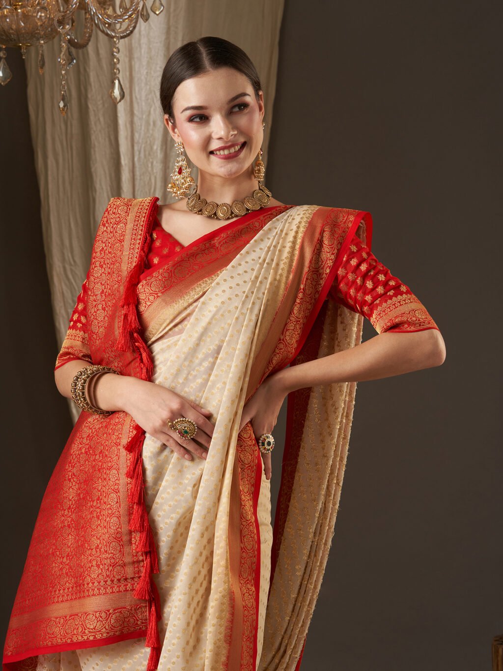 showcasing the beauty and craftsmanship of Festive Saree.