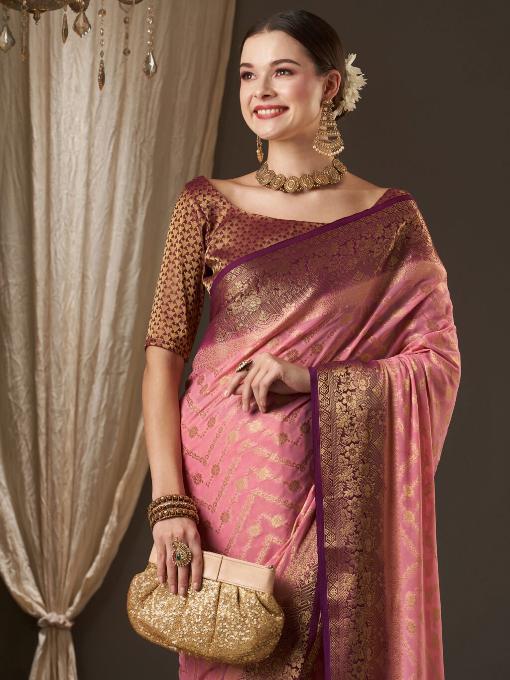 showcasing the beauty and craftsmanship of Party Wear Saree.