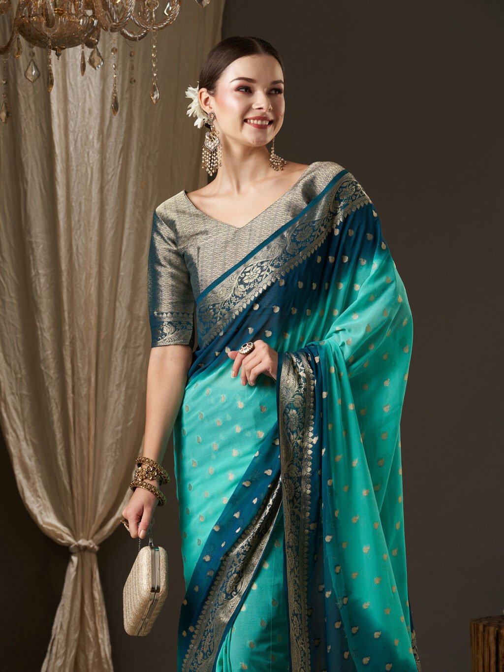 showcasing the beauty and craftsmanship of Designer Saree.