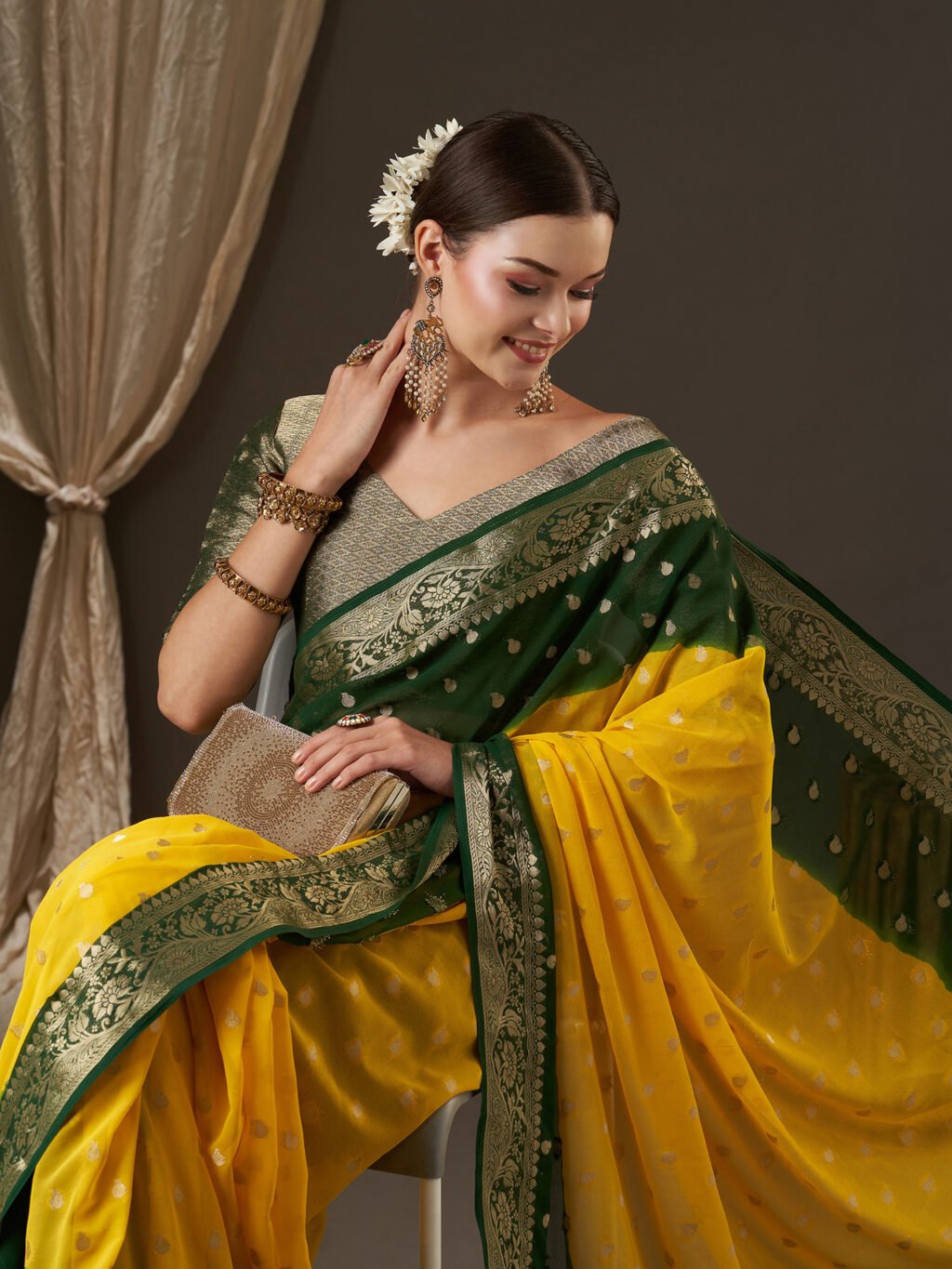 showcasing the beauty and craftsmanship of Designer Saree.