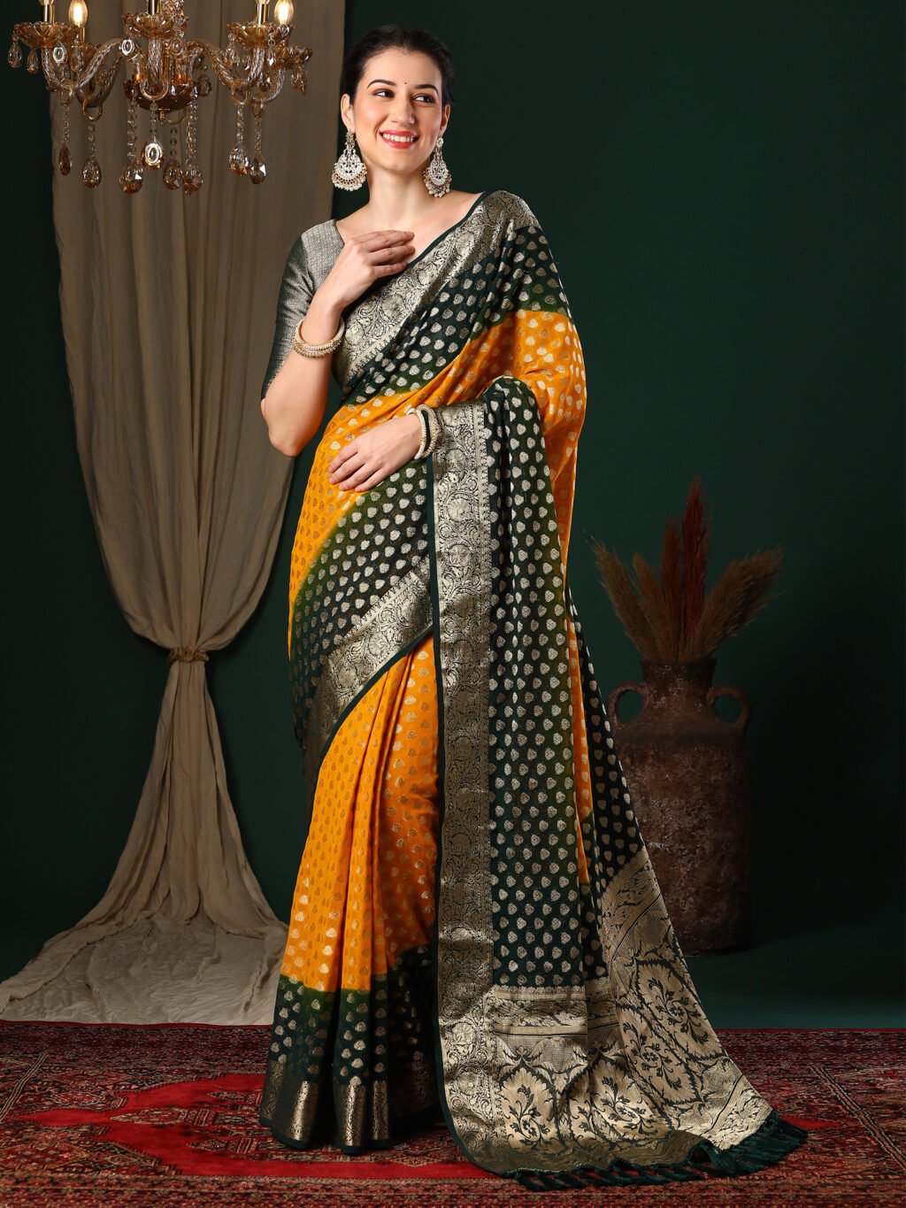 Image of Yellow Georgette Saree