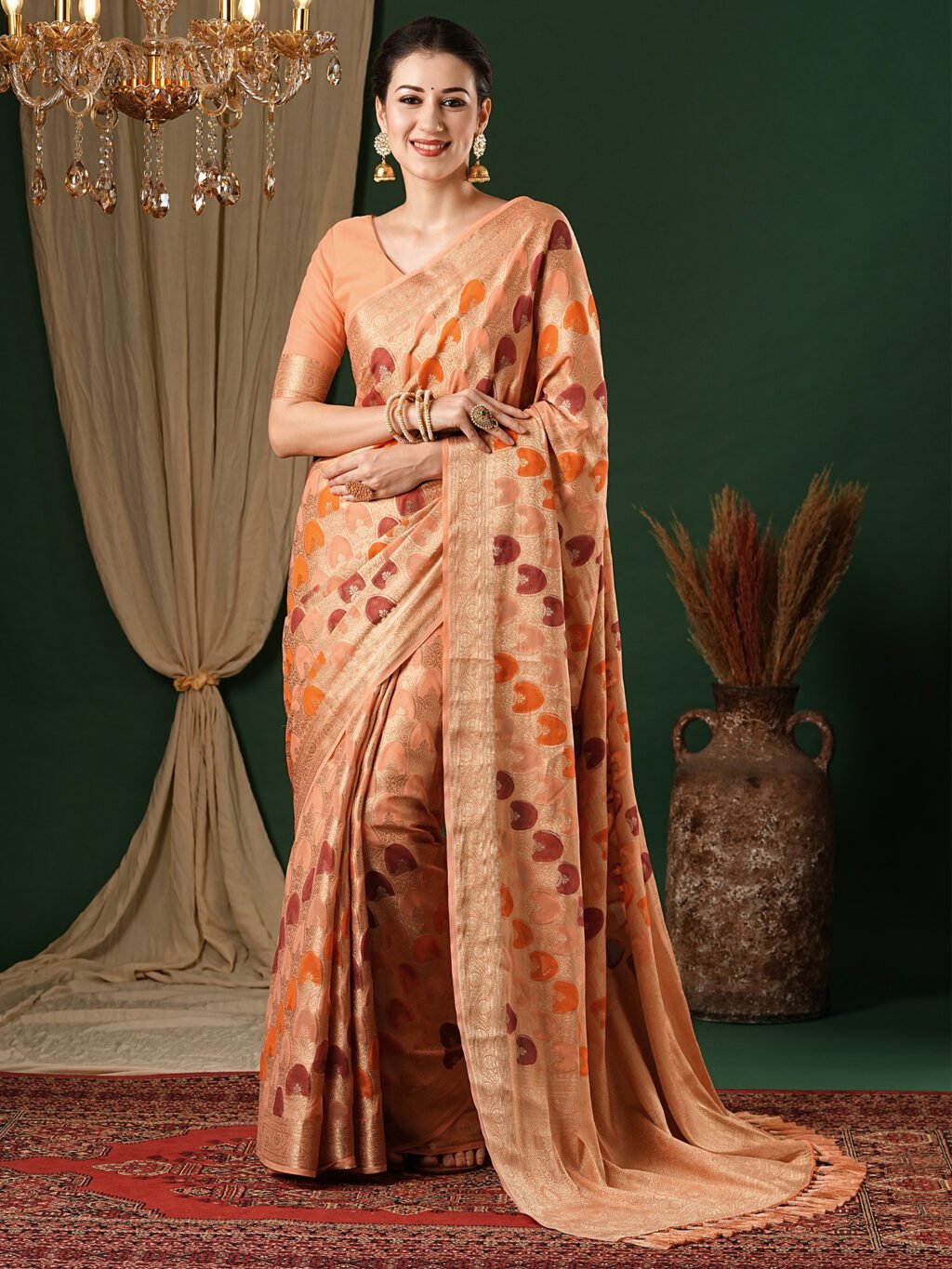 Image of Orange Georgette Saree