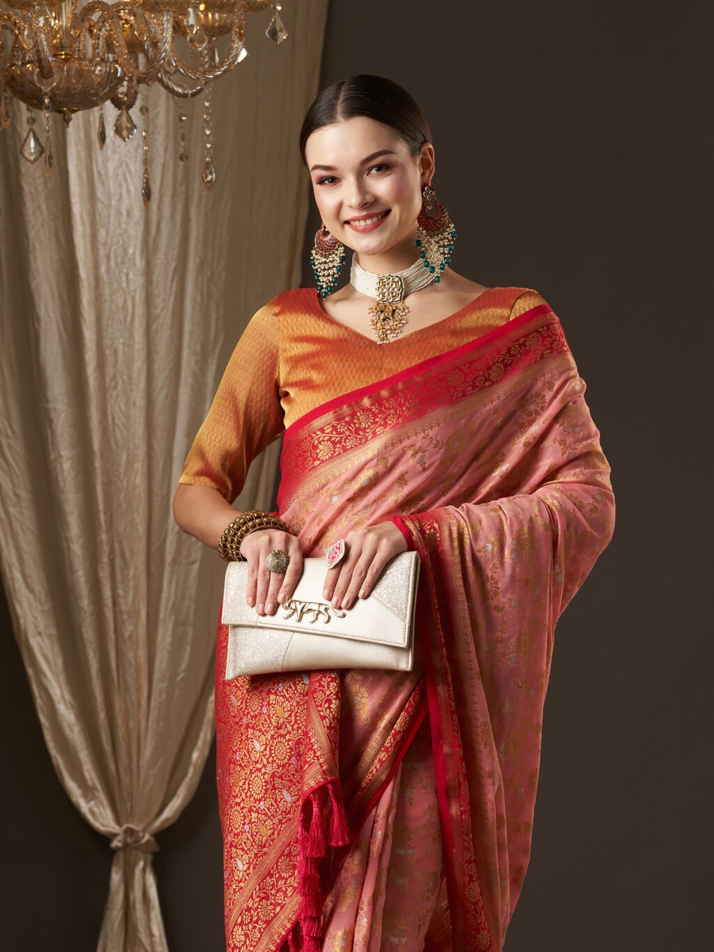 showcasing the beauty and craftsmanship of Designer Saree.
