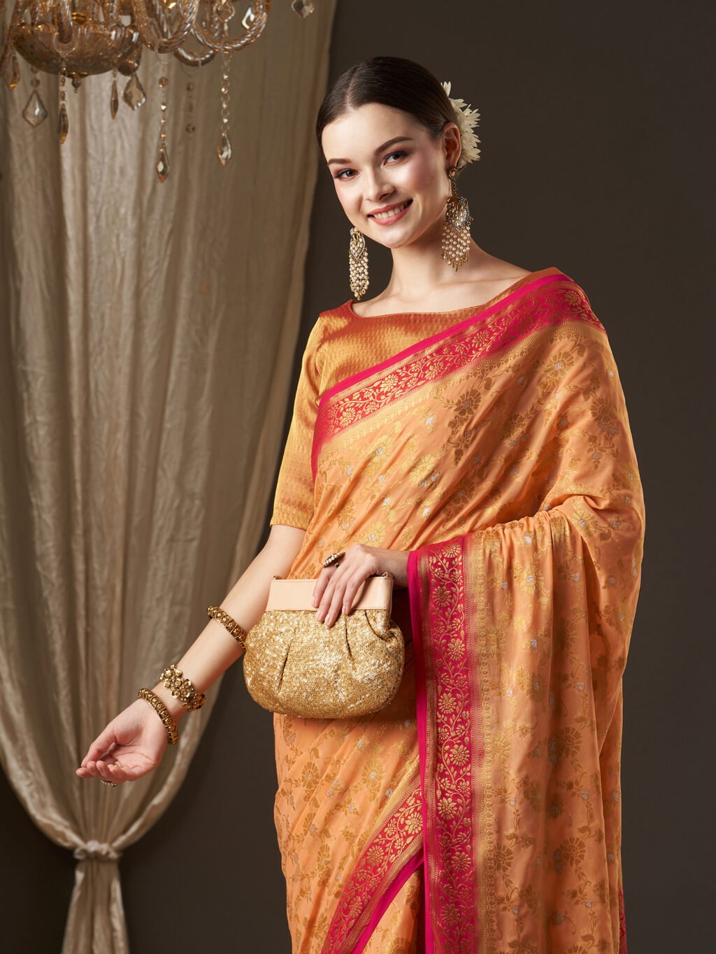 showcasing the beauty and craftsmanship of Designer Saree.