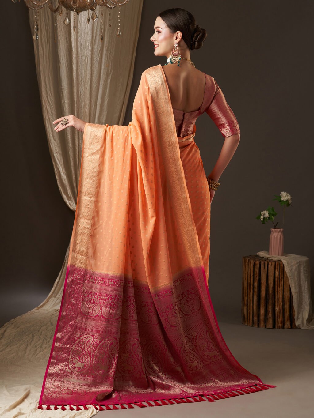 Peach Georgette Saree - Image 3